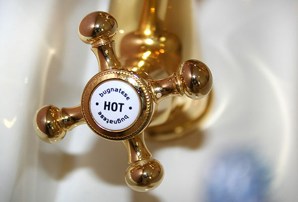 a close up of a faucet