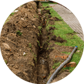 Trench dug out to install stormwater drainage at Sydney home.