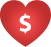 red heart with doller icon