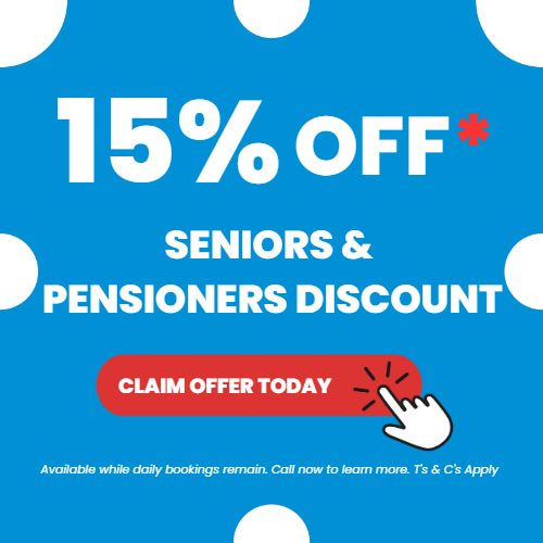 15 Percent Off on seniors and pensioners discount