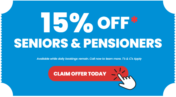 15% off For Seniors and pensioners